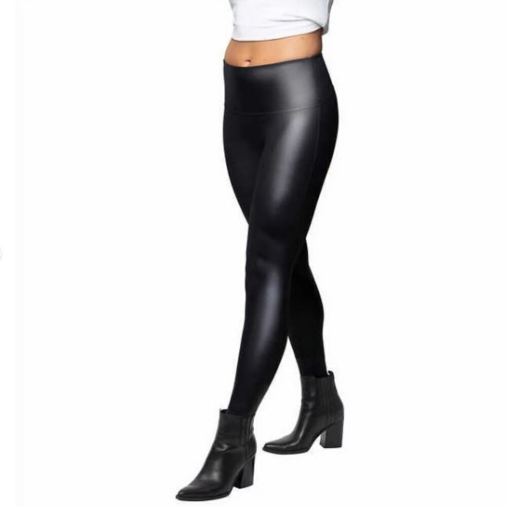 Jane and Bleecker Ladies’ Faux Leather Legging- Black - Large